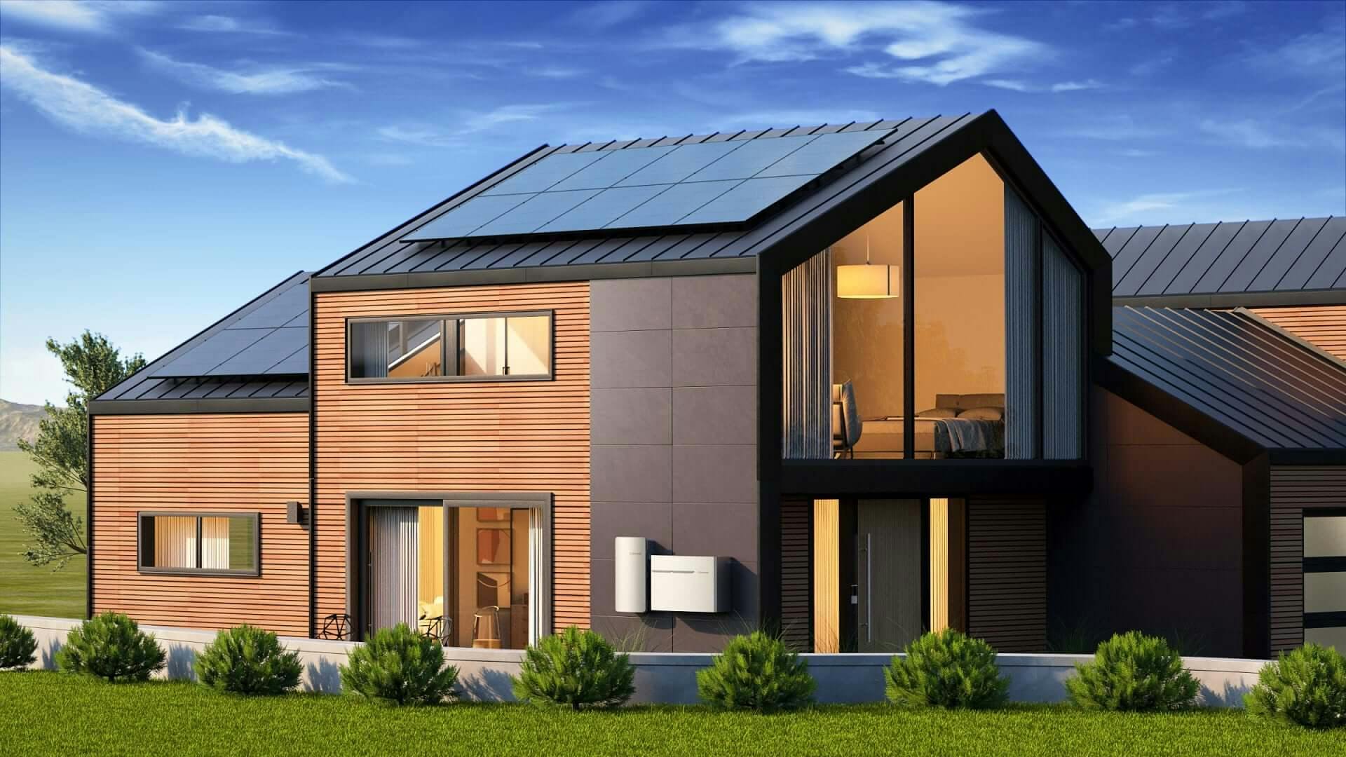 modernt hus med solceller